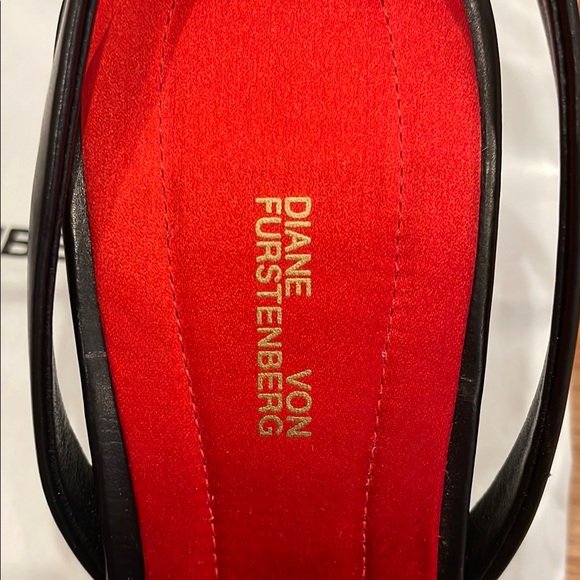 Diane von Furstenberg Mortelle Black and Red Women's Heels - Picture 2 of 7